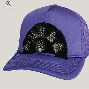 Little Bird Trucking Classic Cadillac Purple Women's Hat with Feather Detail